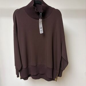 Varley barker high neck sweat coffee bean